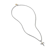 Petite X Cross Necklace in Sterling Silver with 14K Yellow Gold
