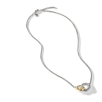 Belmont Curb Link Necklace in Sterling Silver with 18K Yellow Gold, 20mm