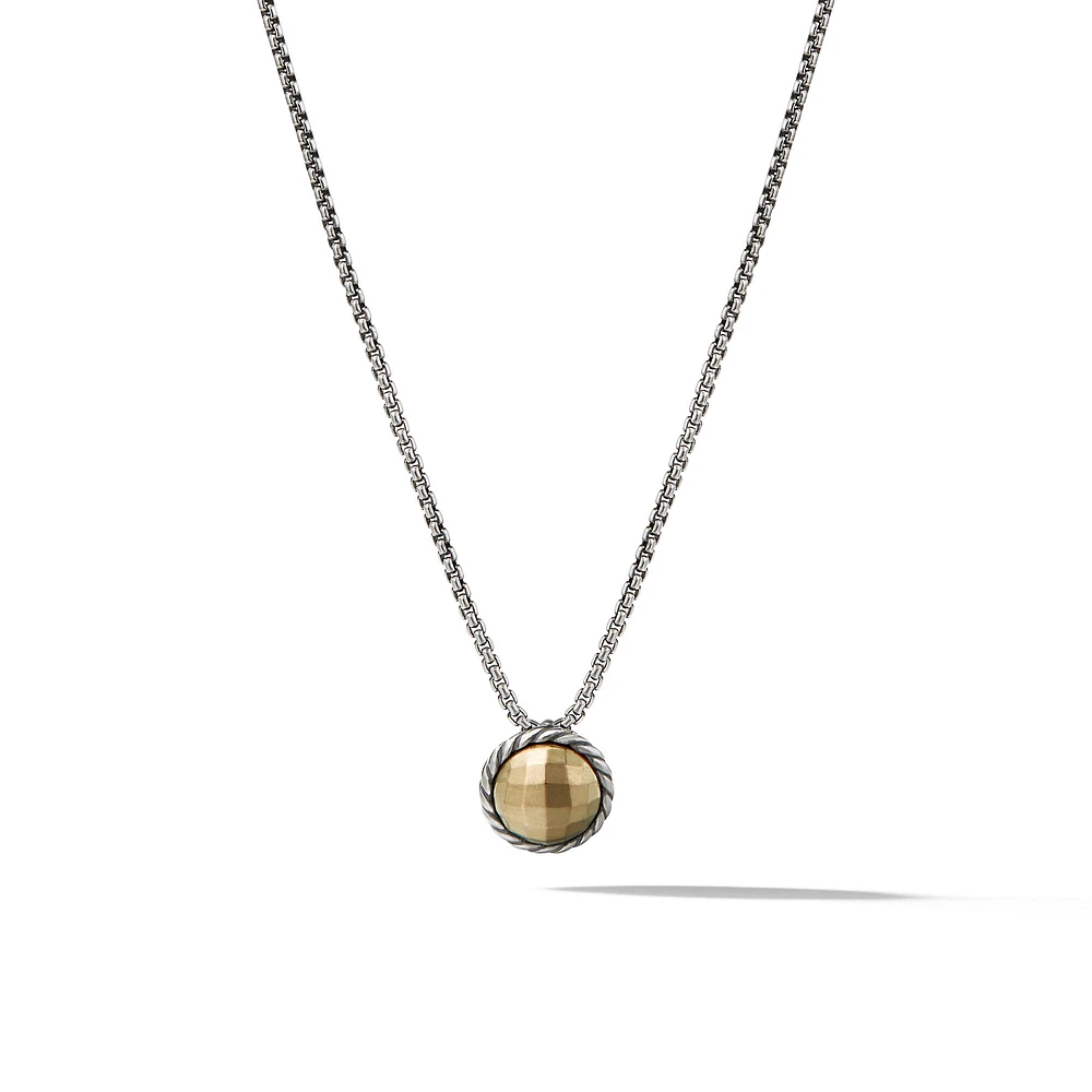 Petite Albion Pendant Necklace in Sterling Silver with White Topaz and Diamonds, 7mm