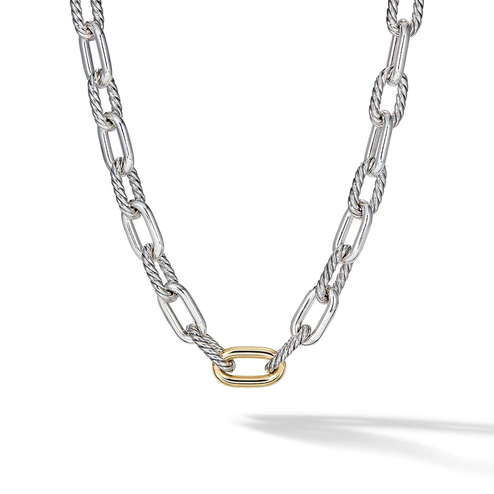 Crossover Pendant Necklace in Sterling Silver with 14K Yellow Gold, 28mm