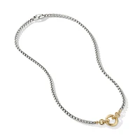 Smooth Amulet Vehicle Box Chain Necklace in Sterling Silver with 18K Yellow Gold
