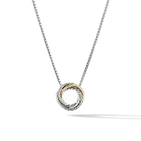 Crossover Pendant Necklace in Sterling Silver with 18K Yellow Gold, 14.5mm