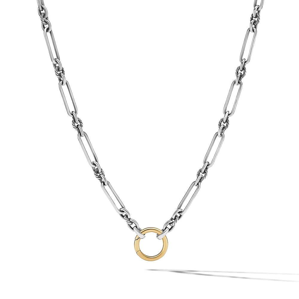 Lexington E/W Chain Necklace in Sterling Silver with Diamonds, 7mm