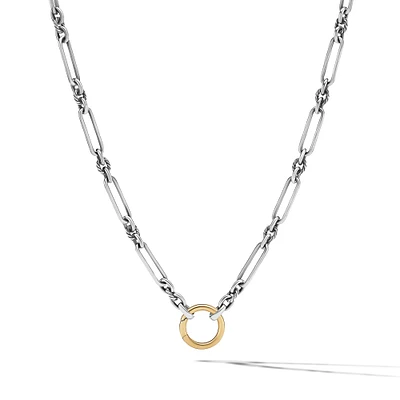 Lexington E/W Chain Necklace in Sterling Silver with Diamonds, 7mm