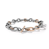 DY Mercerâ„¢ Melange Chain Necklace in Sterling Silver with 18K Rose Gold and Diamonds, 25mm