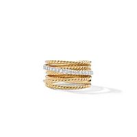 Crossover Ring in 18K Yellow Gold with Diamonds