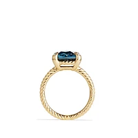 Chatelaine Ring in 18K Yellow Gold with Hampton Blue Topaz and Diamonds, 11mm
