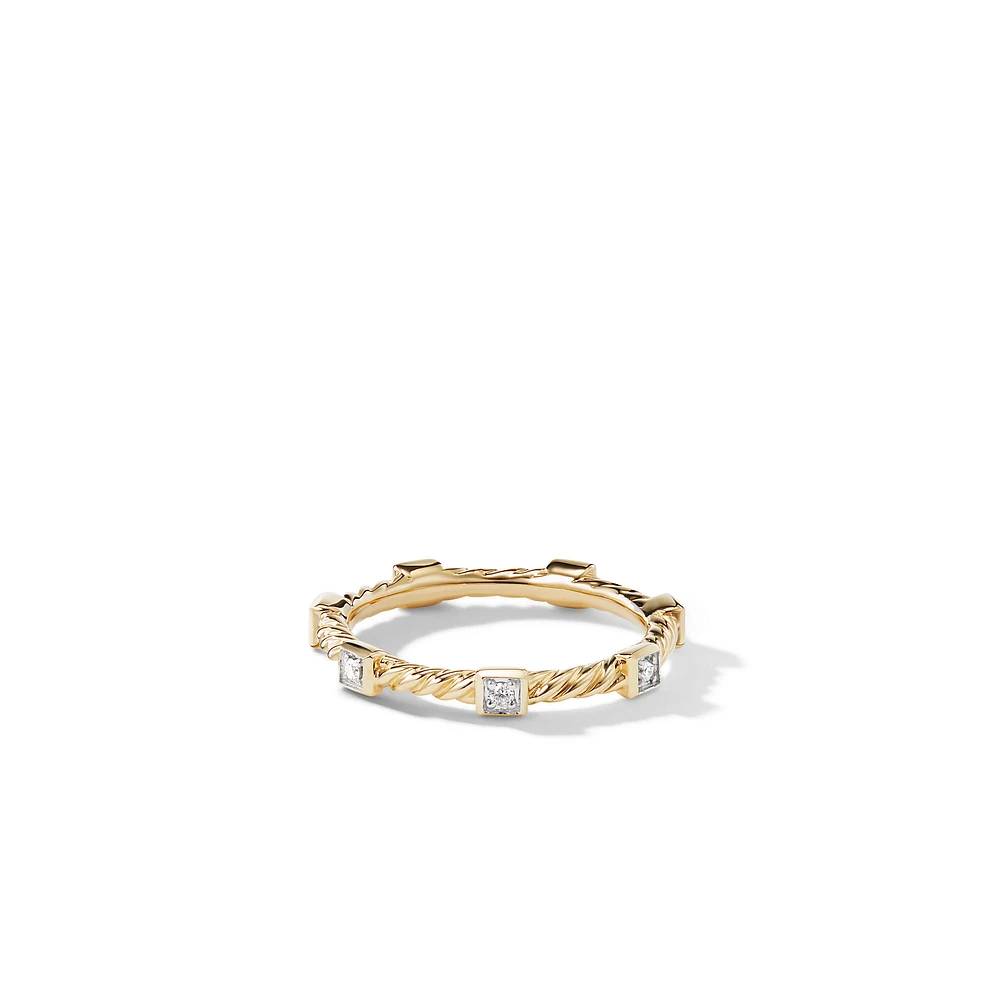 Cable Collectibles Stations Stack Ring in 18K Yellow Gold with Diamonds