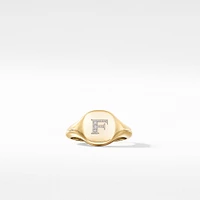 DY Initial Pinky Ring in 18K Yellow Gold with Diamond F
