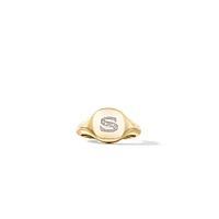 DY Initial Pinky Ring in 18K Yellow Gold with Diamond S, 9.8mm