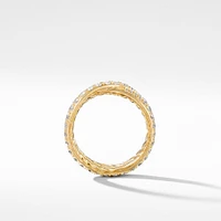 DY Crossover Band Ring in 18K Yellow Gold with Diamonds, 5.2mm