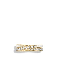 DY Crossover Band Ring in 18K Yellow Gold with Diamonds, 5.2mm