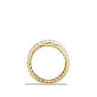 DY Crossover Band Ring in 18K Yellow Gold with Diamonds, 5.2mm