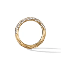 Cable Edge Band Ring in 18K Yellow Gold with Diamonds