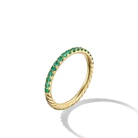 Cable Collectibles Stack Ring in 18K Yellow Gold with Pavé Emeralds, 2mm
