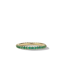 Cable Collectibles Stack Ring in 18K Yellow Gold with Pavé Emeralds, 2mm