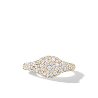 Petite Pavé Pinky Ring in 18K Yellow Gold with Diamonds, 7mm