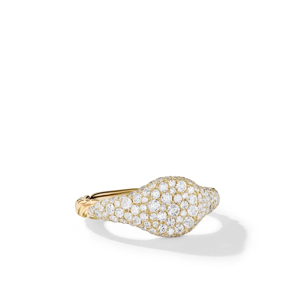 Petite Pavé Pinky Ring in 18K Yellow Gold with Diamonds, 7mm