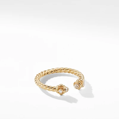 Crossover Two Row Ring in 18K Yellow Gold with Diamonds