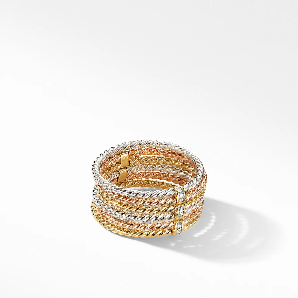 Petite Pavé Pinky Ring in 18K Yellow Gold with Diamonds, 7mm