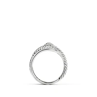 X Crossover Band Ring in Sterling Silver with Diamonds