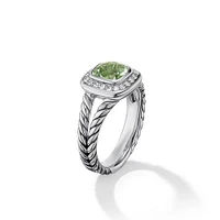 Petite Albion Ring in Sterling Silver with Prasiolite and Diamonds