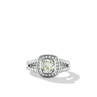 Petite Albion Ring in Sterling Silver with Prasiolite and Diamonds