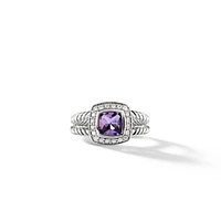 Petite Albion Ring in Sterling Silver with Amethyst and Diamonds, 7mm