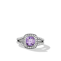 Petite Albion Ring in Sterling Silver with Amethyst and Diamonds, 7mm