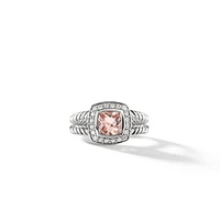 Petite Albion Ring in Sterling Silver with Morganite and Diamonds