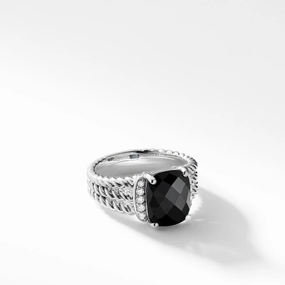 Petite Wheaton in Sterling Silver with Black Onyx and Diamonds, 10mm