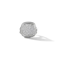Albion Ring in Sterling Silver with Pavé Diamonds, 14mm