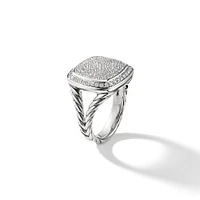 Albion Ring in Sterling Silver with Pavé Diamonds, 14mm