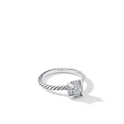 Petite Chatelaine Ring in Sterling Silver with Pavé Diamonds