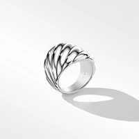 Sculpted Cable Ring in Sterling Silver, 21mm