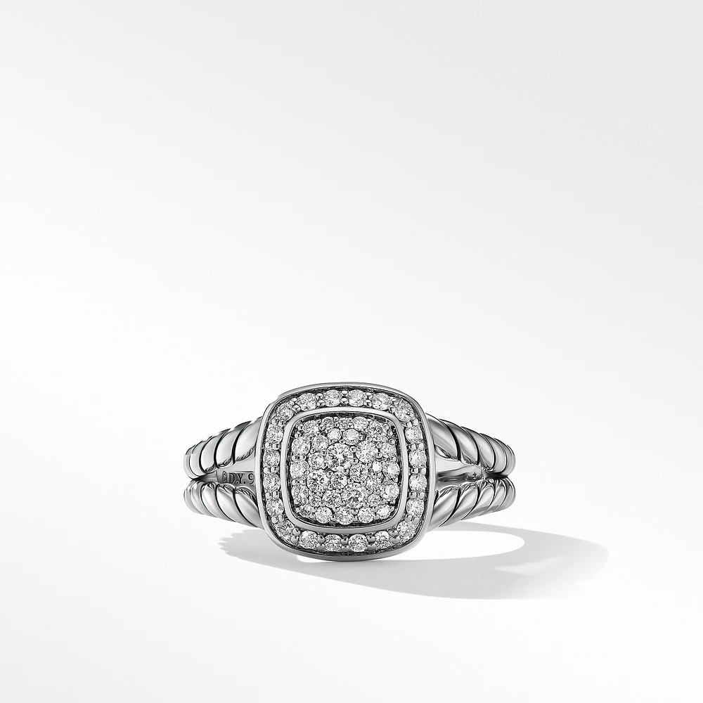 Petite Albion Ring in Sterling Silver with Pavé Diamonds, 7mm