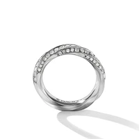 Cable Edge Band Ring in Sterling Silver with Diamonds