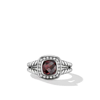 Petite Albion Ring in Sterling Silver with Garnet and Diamonds
