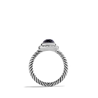 Petite Albion Ring in Sterling Silver with Garnet and Diamonds