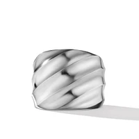 Cable Edge Saddle Ring in Sterling Silver, 18.8mm