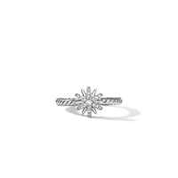 Petite Starburst Ring in Sterling Silver with Diamonds, 10mm