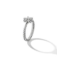 Petite Starburst Ring in Sterling Silver with Diamonds, 10mm