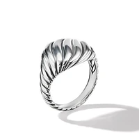 Sculpted Cable Pinky Ring in Sterling Silver