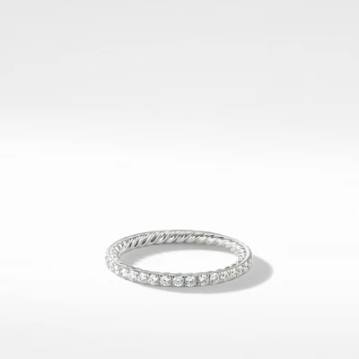 DY Eden Band Ring in Platinum with Pavé Diamonds, 1.85mm