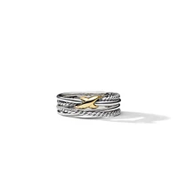 Crossover Band Ring in Sterling Silver with 18K Yellow Gold