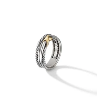 Crossover Band Ring in Sterling Silver with 18K Yellow Gold