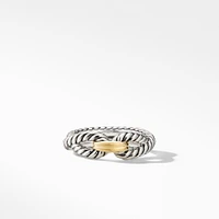 Cable Loop Band Ring in Sterling Silver with 18K Yellow Gold, 7mm