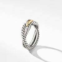 Cable Loop Band Ring in Sterling Silver with 18K Yellow Gold, 7mm