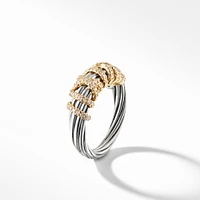 Helena Ring in Sterling Silver with 18K Yellow Gold and Diamonds, 7.7mm