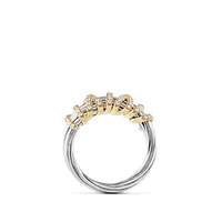 Helena Ring in Sterling Silver with 18K Yellow Gold and Diamonds, 7.7mm